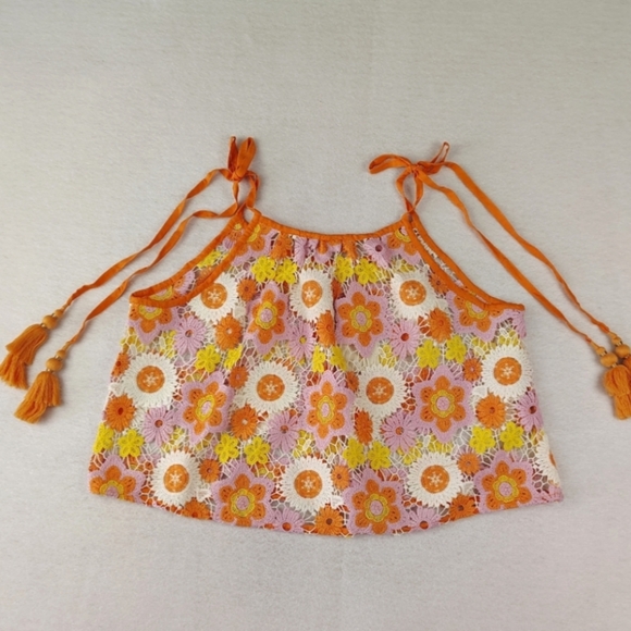 NWT Ramy Brook Katie Floral Embroidery Crochet Crop Top Size Medium $195 - Picture 4 of 7